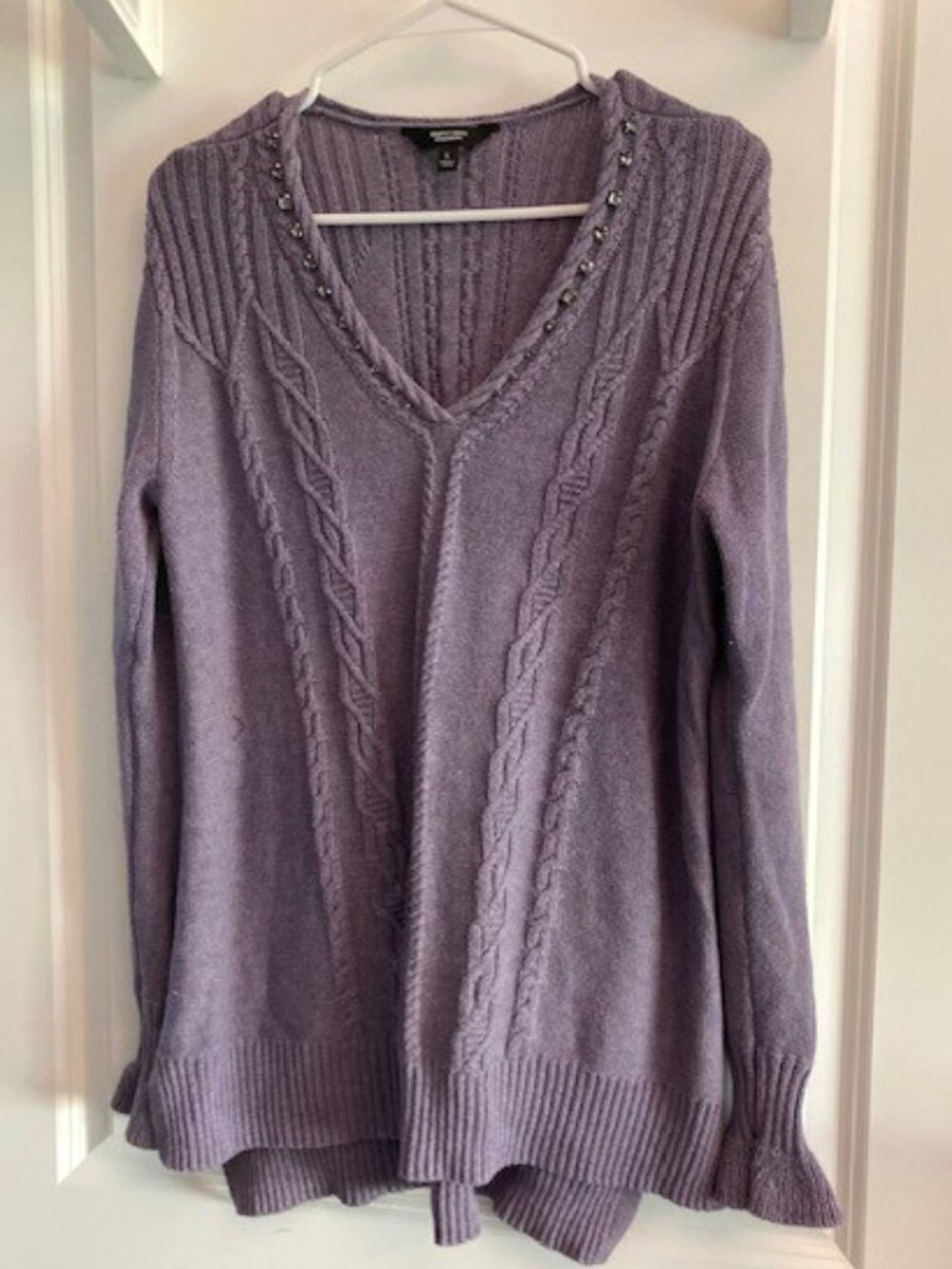 Purple Vera Wang V Neck Sweater